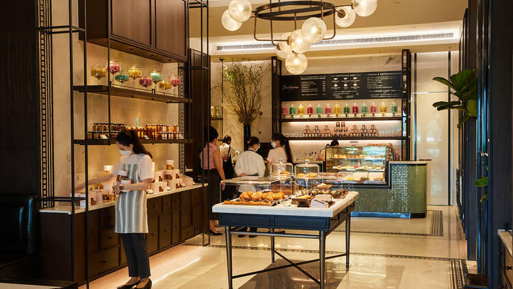 Pastries displayed inside Café Madeleine Bangkok