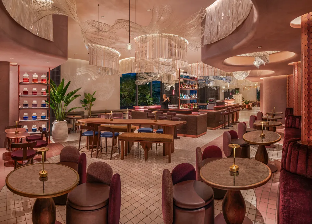 Colette Bar inside KROMO Bangkok at twilight
