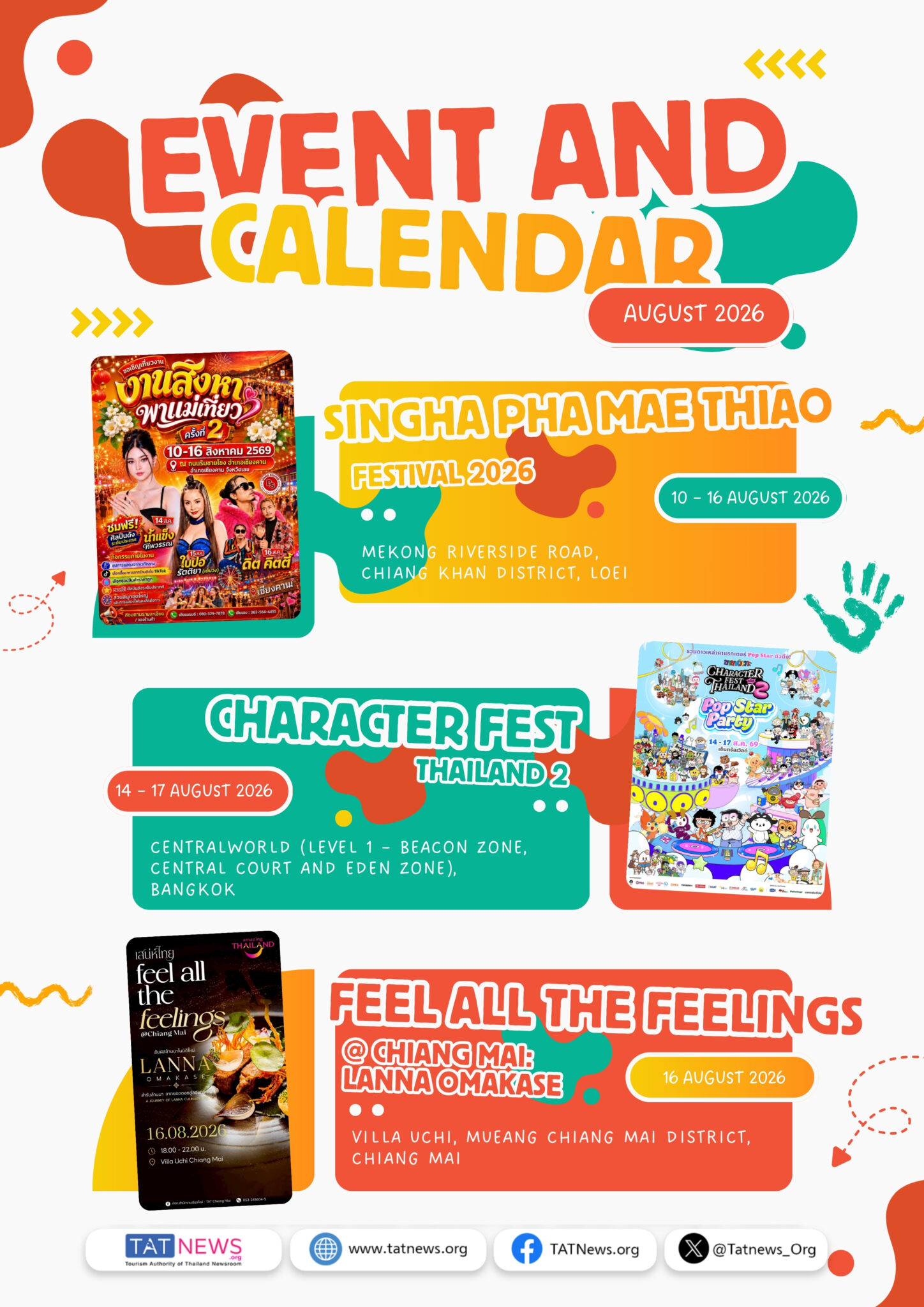 August 2026 event calendar featuring Feel All the Feelings Phuket