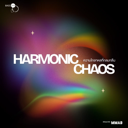 Harmonic Chaos exhibition graphic for BACC pop-up Bangkok
