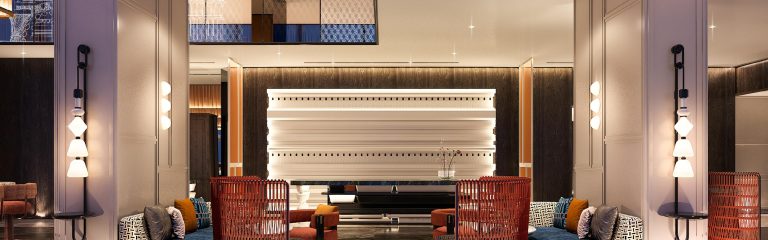 Lobby design at Hotel Indigo Bangkok Phayathai