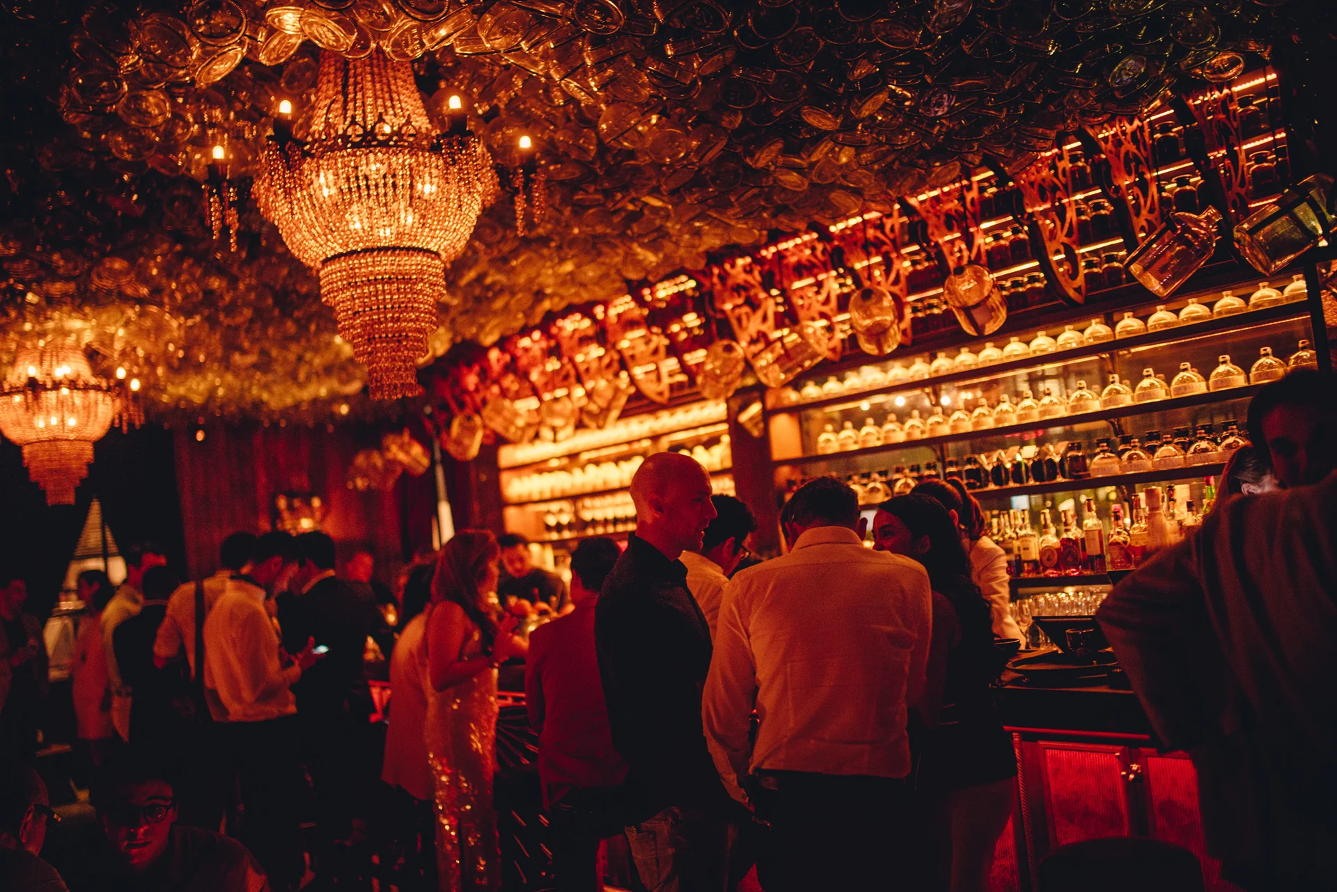 Guests inside an Iron Balls Bangkok bar
