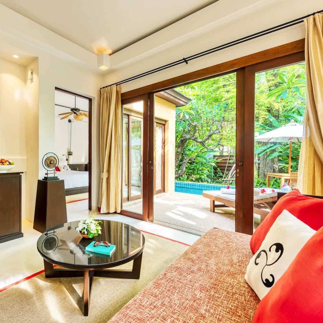 Living space in a pool villa at Mövenpick Asara Hua Hin