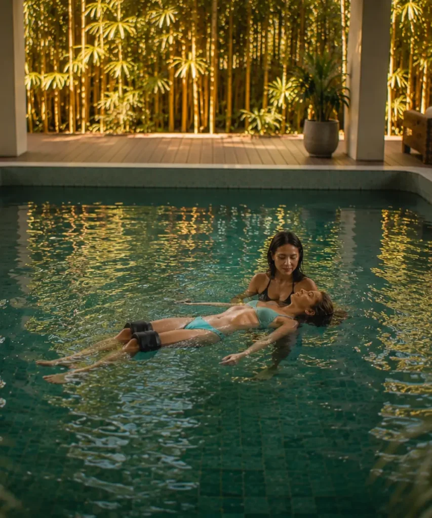 Watsu session in Samaraya's therapeutic pool