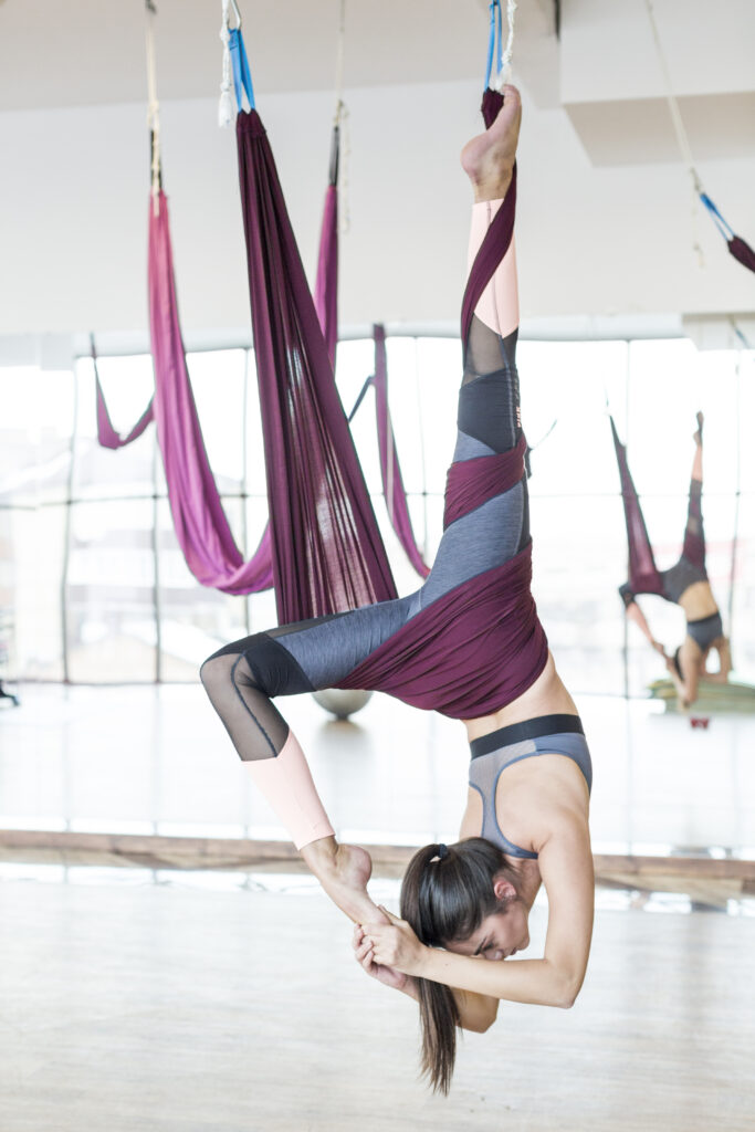 Aerial yoga practice at Samaraya Wellness Resort