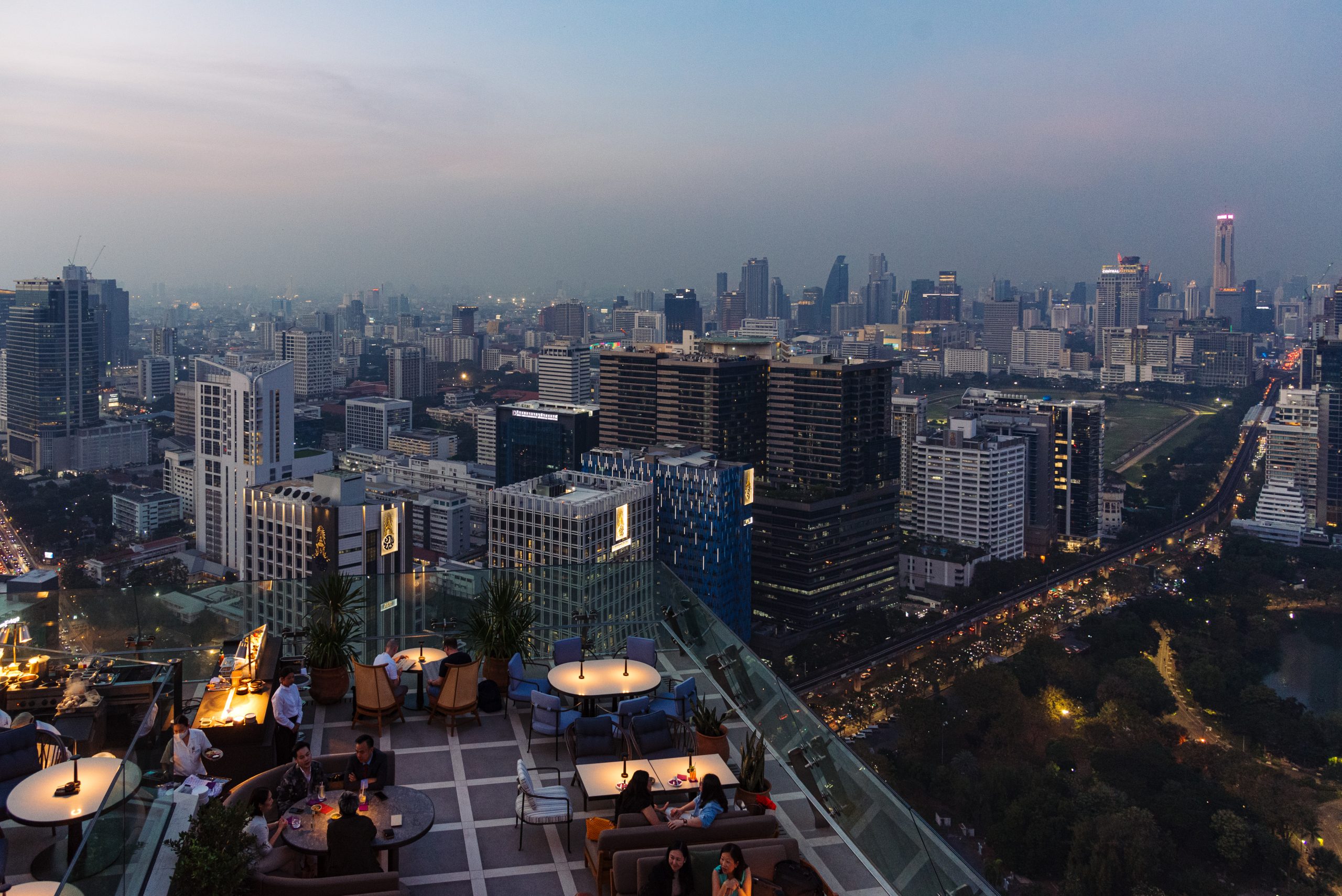 Evening atmosphere at Spire Rooftop Bar