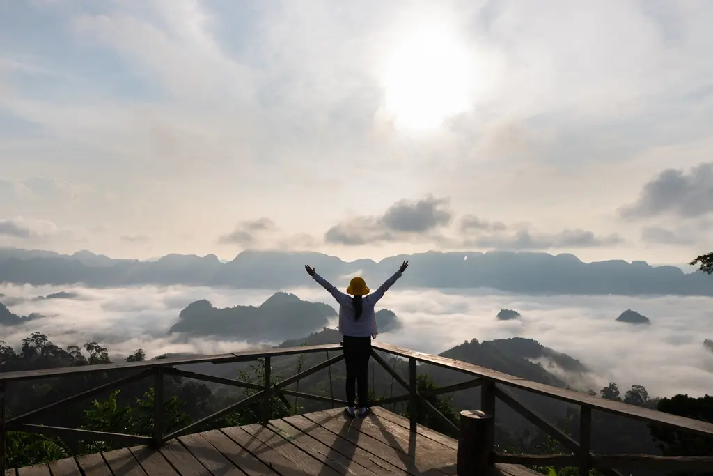 Morning mist rolling around Doi Tapang in Chumphon