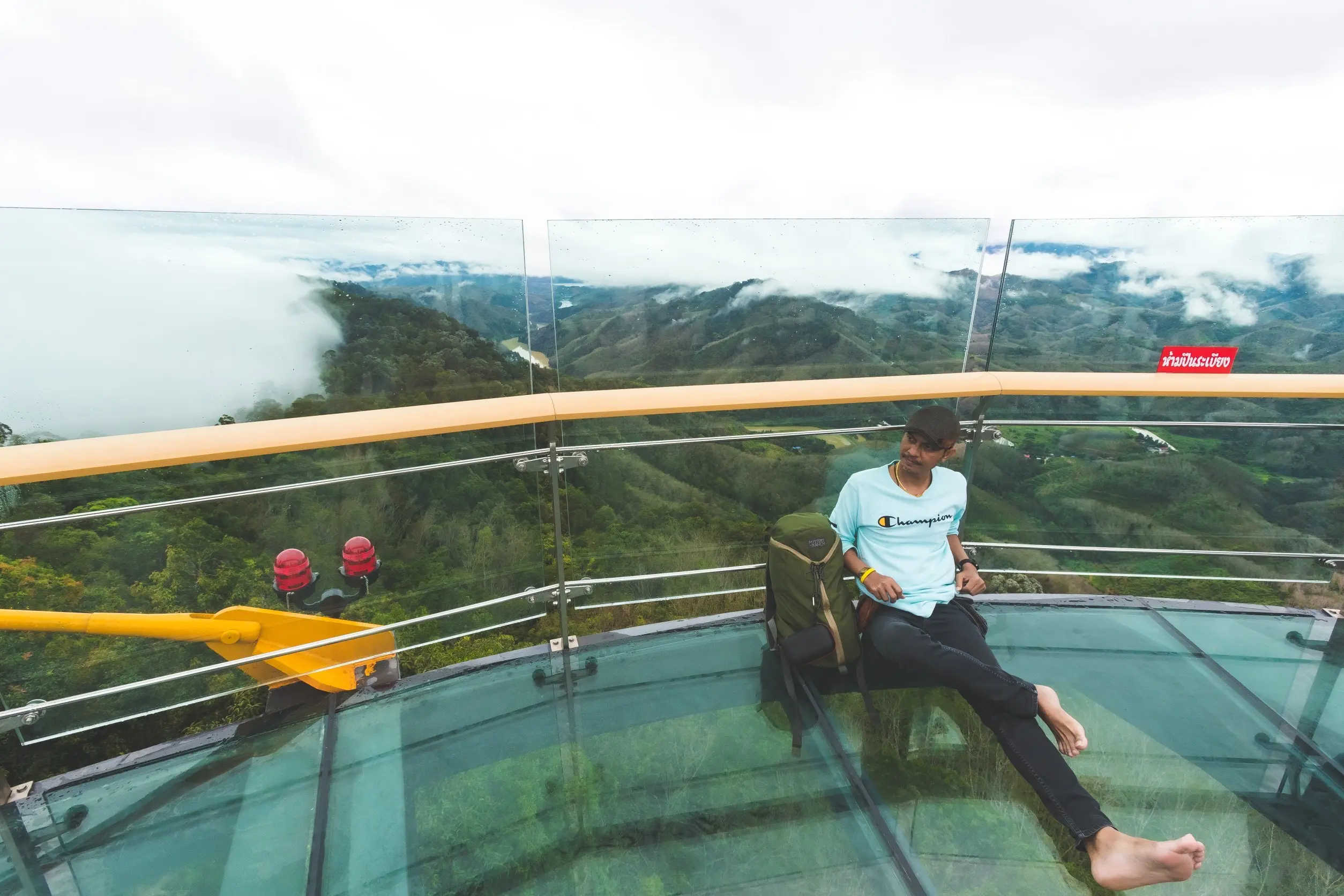 Glass viewpoint above morning mist at Ay Yer Weng in Betong
