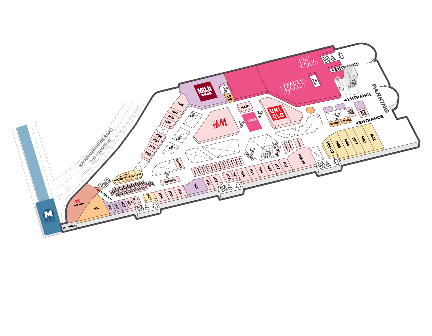 M-floor map for The Mall Lifestore Bangkae