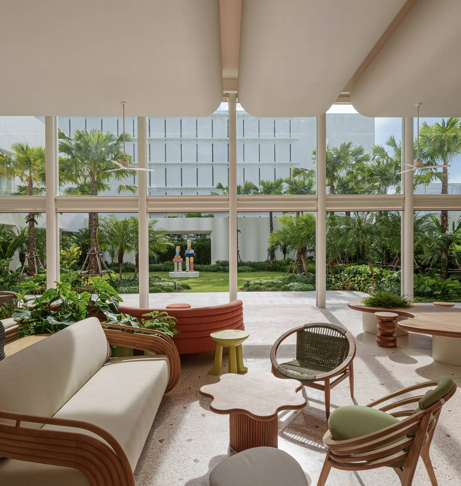 Lobby seating and garden view at The Standard Pattaya