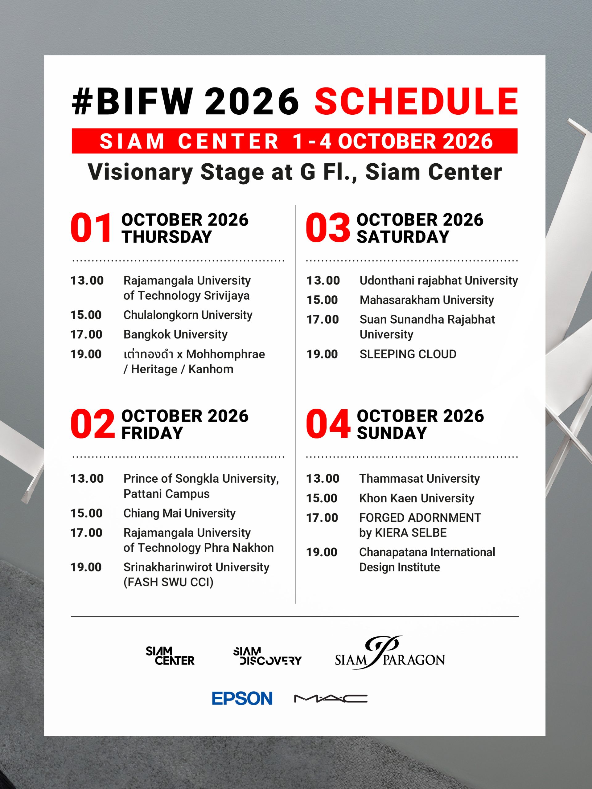 Bangkok International Fashion Week 2026 programme artwork
