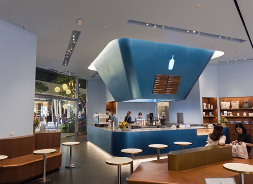 Coffee bar inside Blue Bottle Coffee EmQuartier