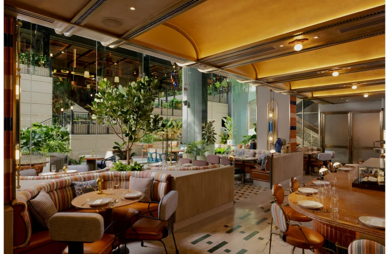 Warm, modern dining room at Cante Bangkok