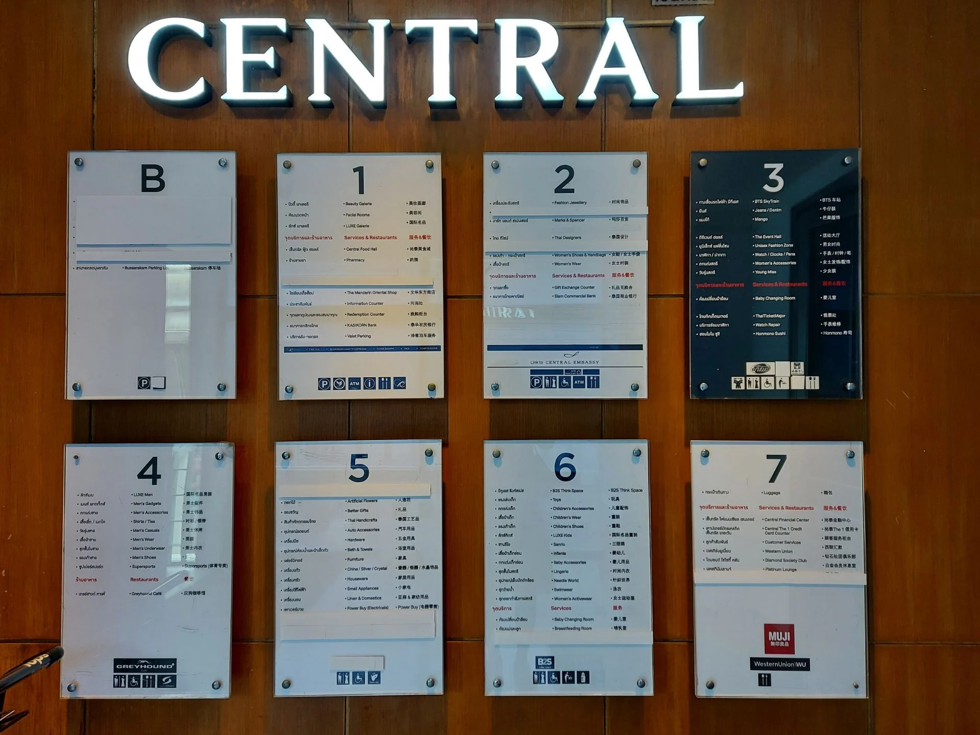 Floor directory inside Central Chidlom