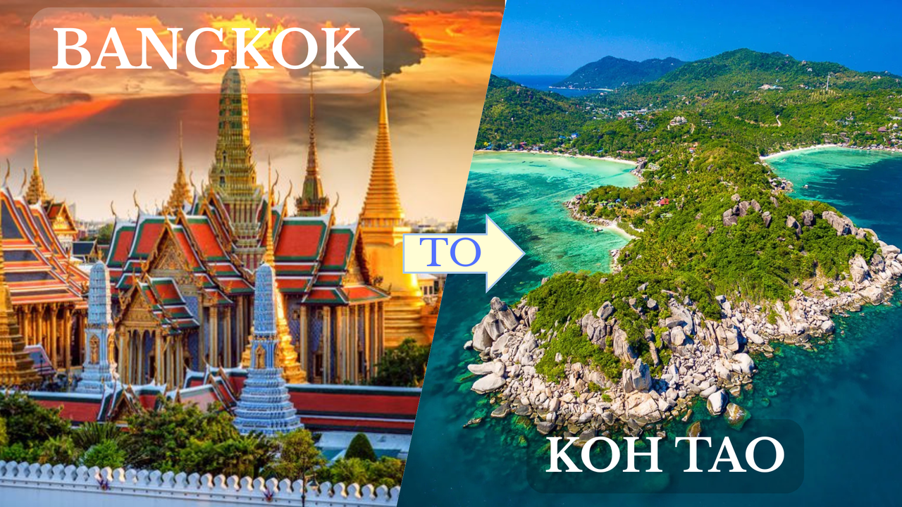 Lomprayah combined route graphic between Bangkok Chumphon and Koh Tao