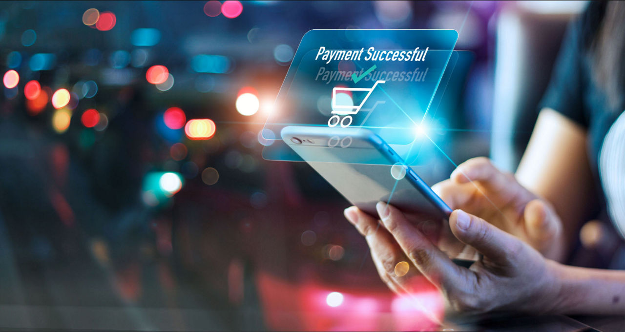 A mobile payment being completed on a smartphone