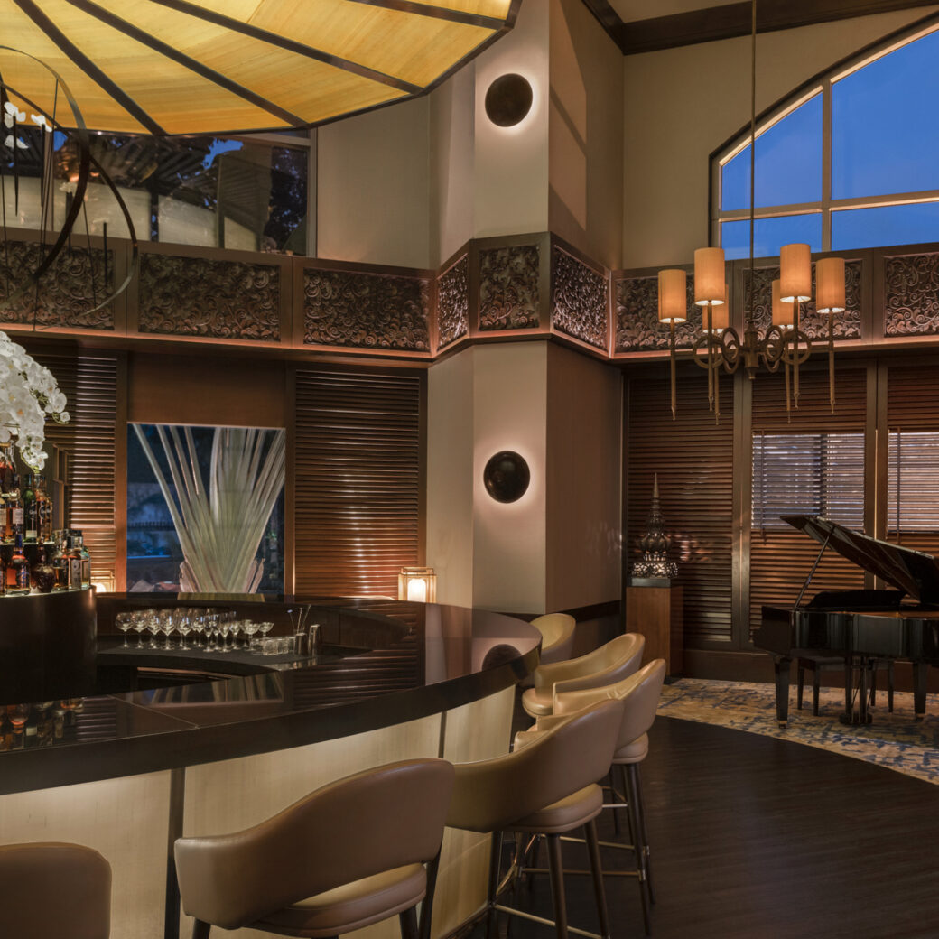 Cocktails and seating at Diplomat Bar Bangkok