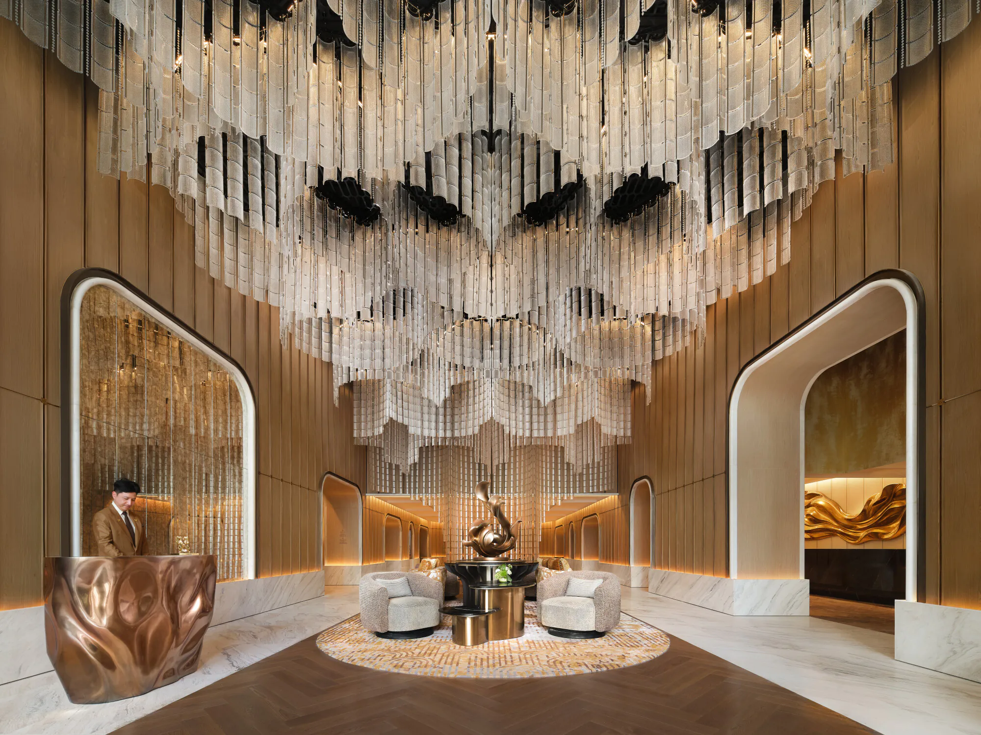 Sculptural lobby at Fairmont Bangkok Sukhumvit