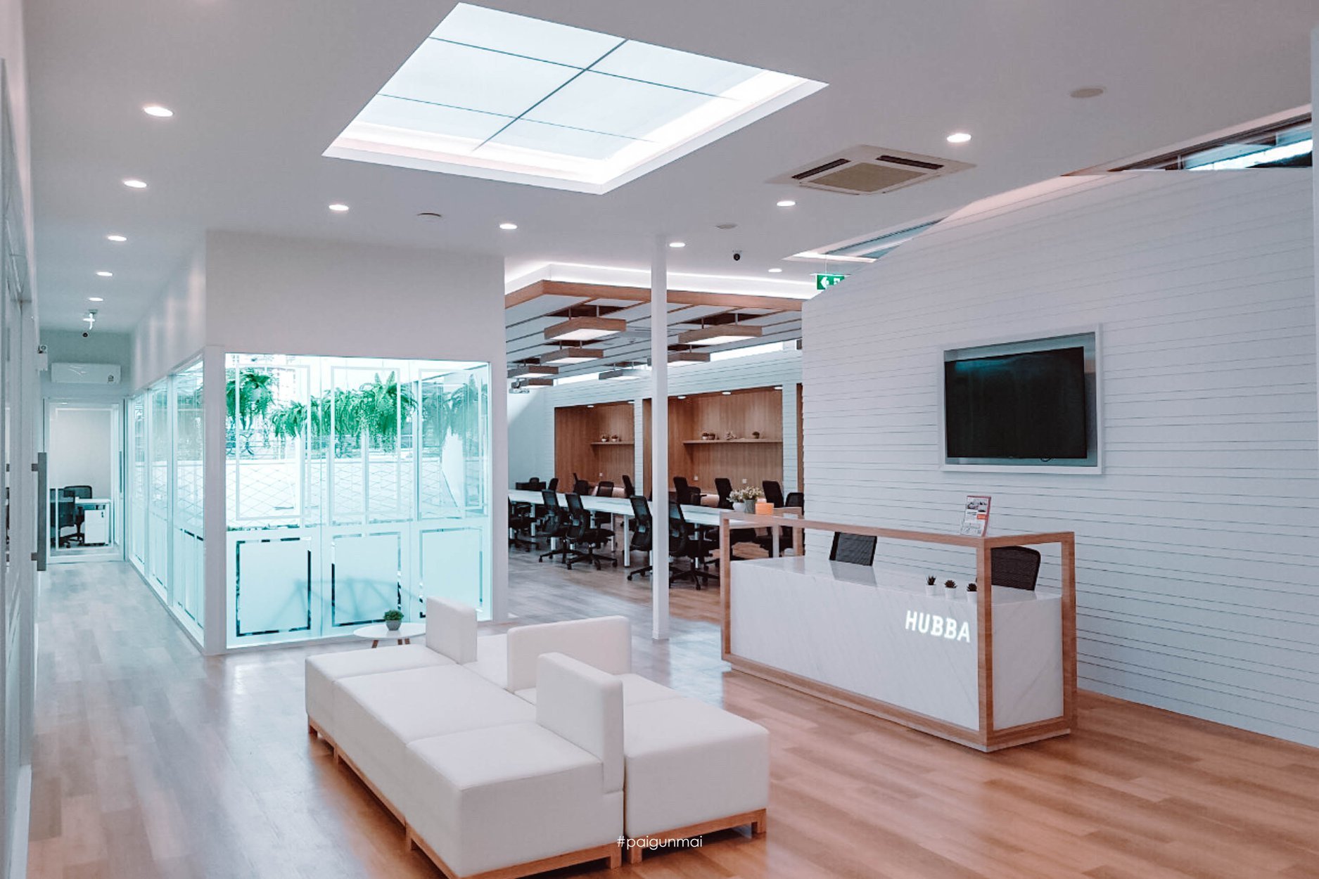 Reception and common area inside HUBBA Sathorn