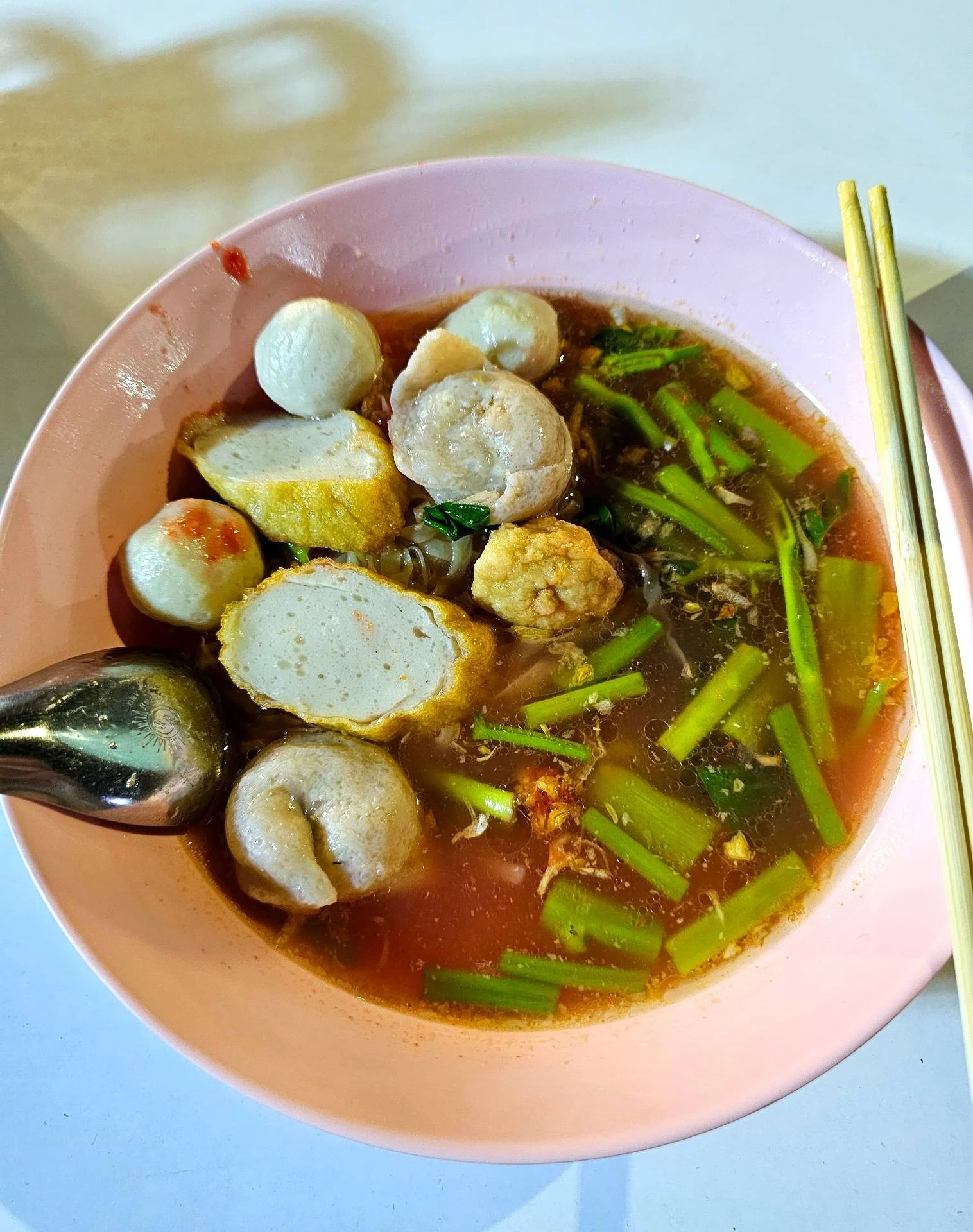 Noodle preparation at Jao Nai Fish Ball