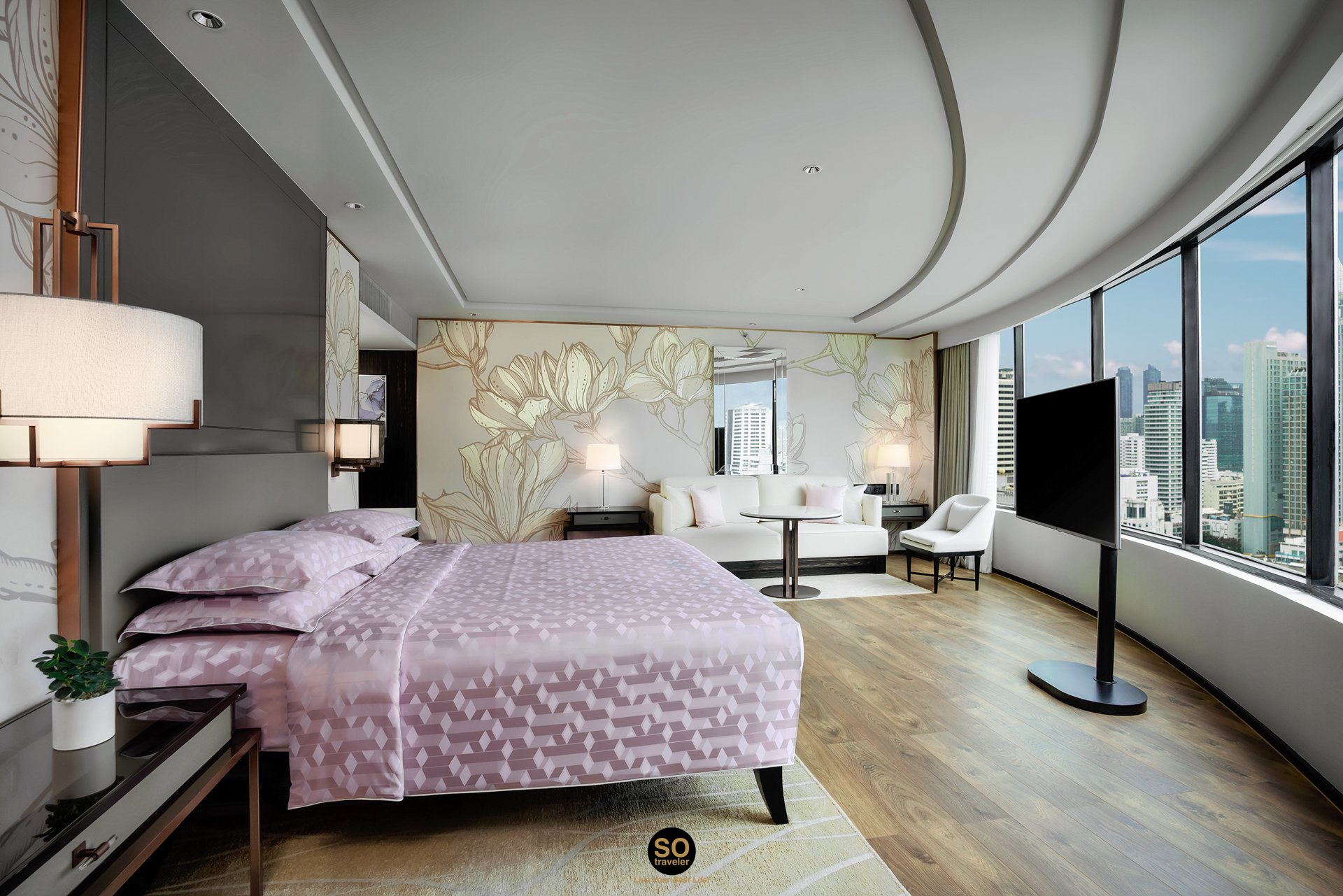 Serenity Suite bedroom at JW Marriott Bangkok with PASAYA textiles