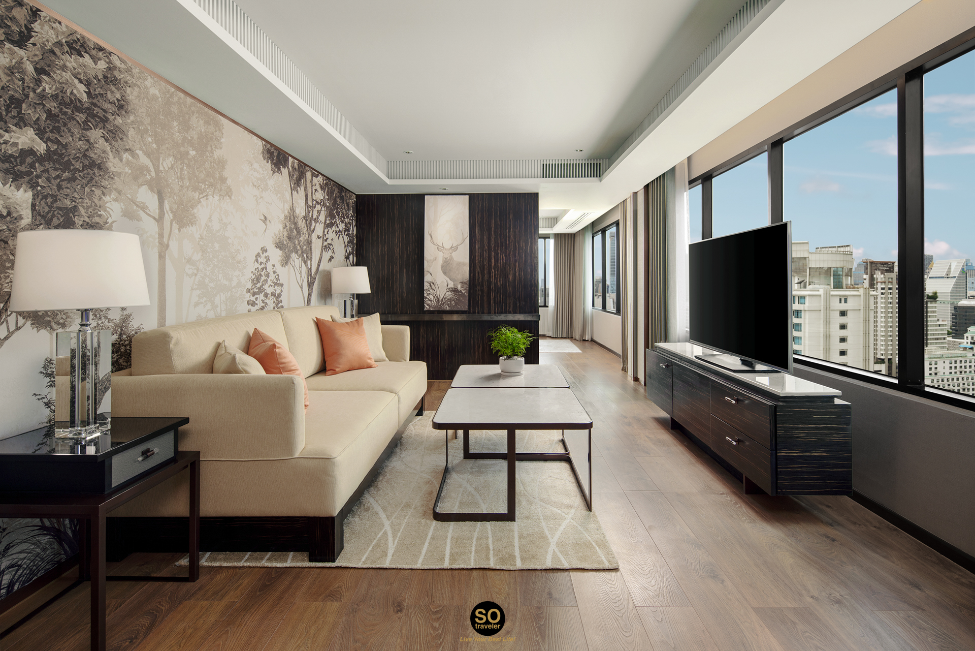 Living room in JW Marriott Bangkok's Nature Suite