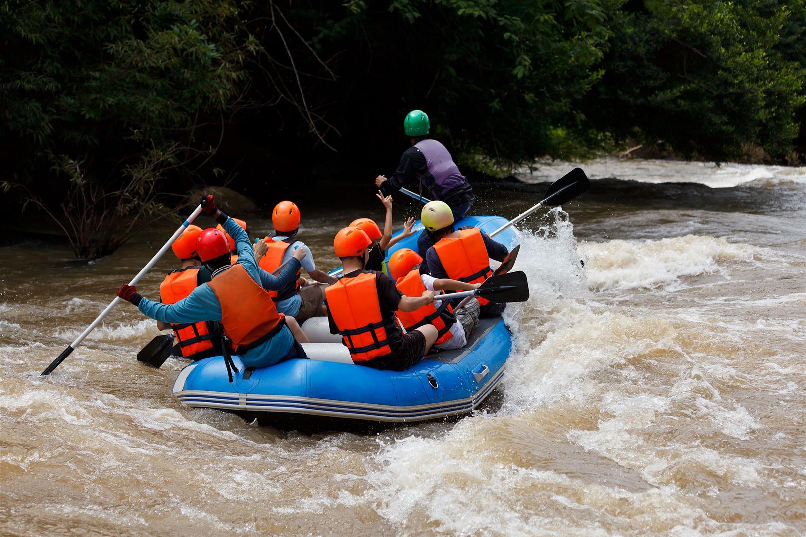 A blue raft on the Khek River in Phitsanulok