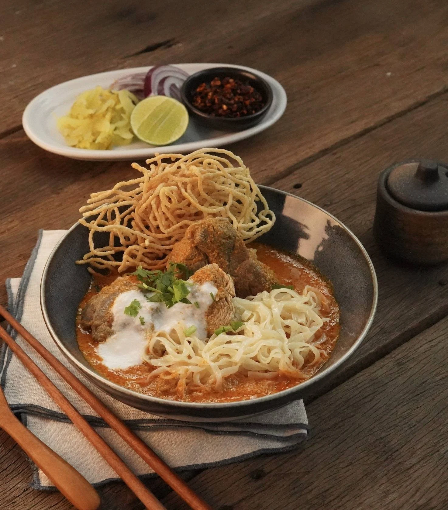 A noodle dish prepared at Krua Mueang Phrae
