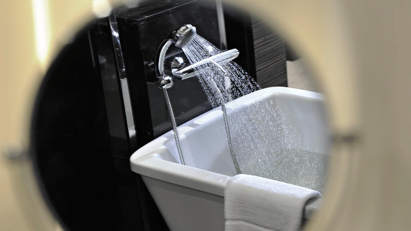 Bathroom in a refreshed Le Meridien Bangkok room