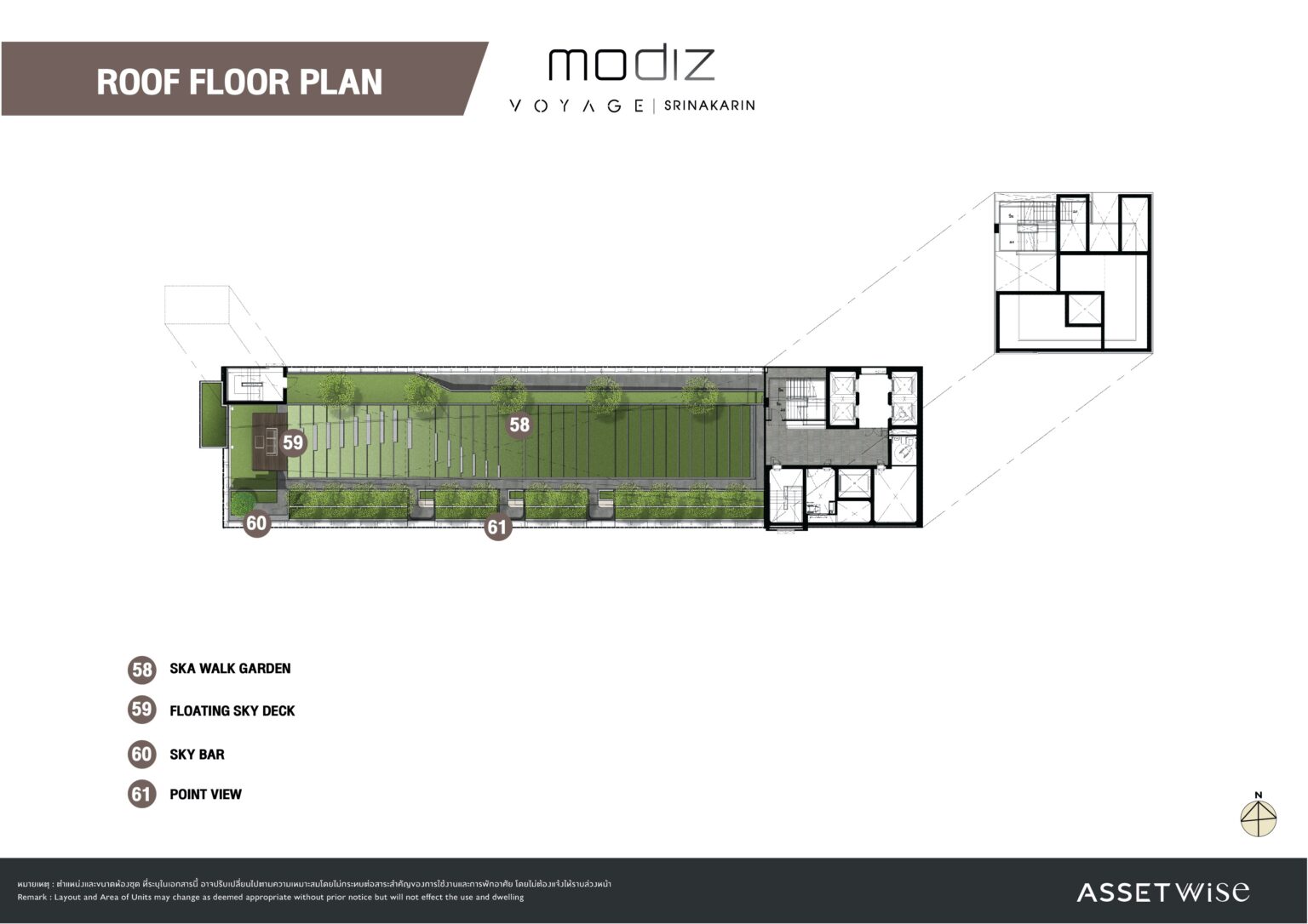 Rooftop amenity plan for Modiz Voyage Srinakarin