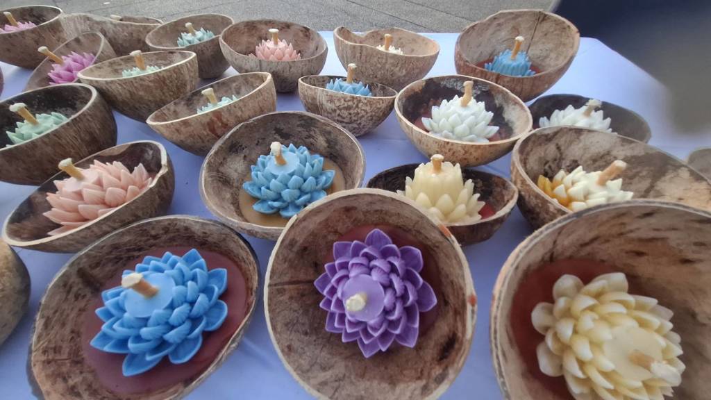 Decorative candles prepared for the 2026 Nong Khai festival