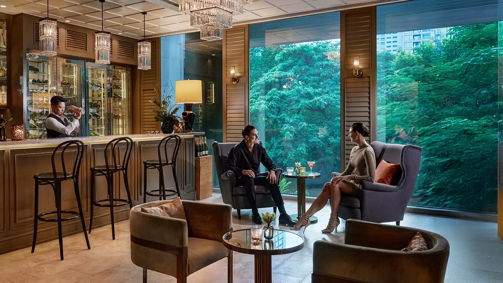 Guests seated at Oriental Bar in Bangkok