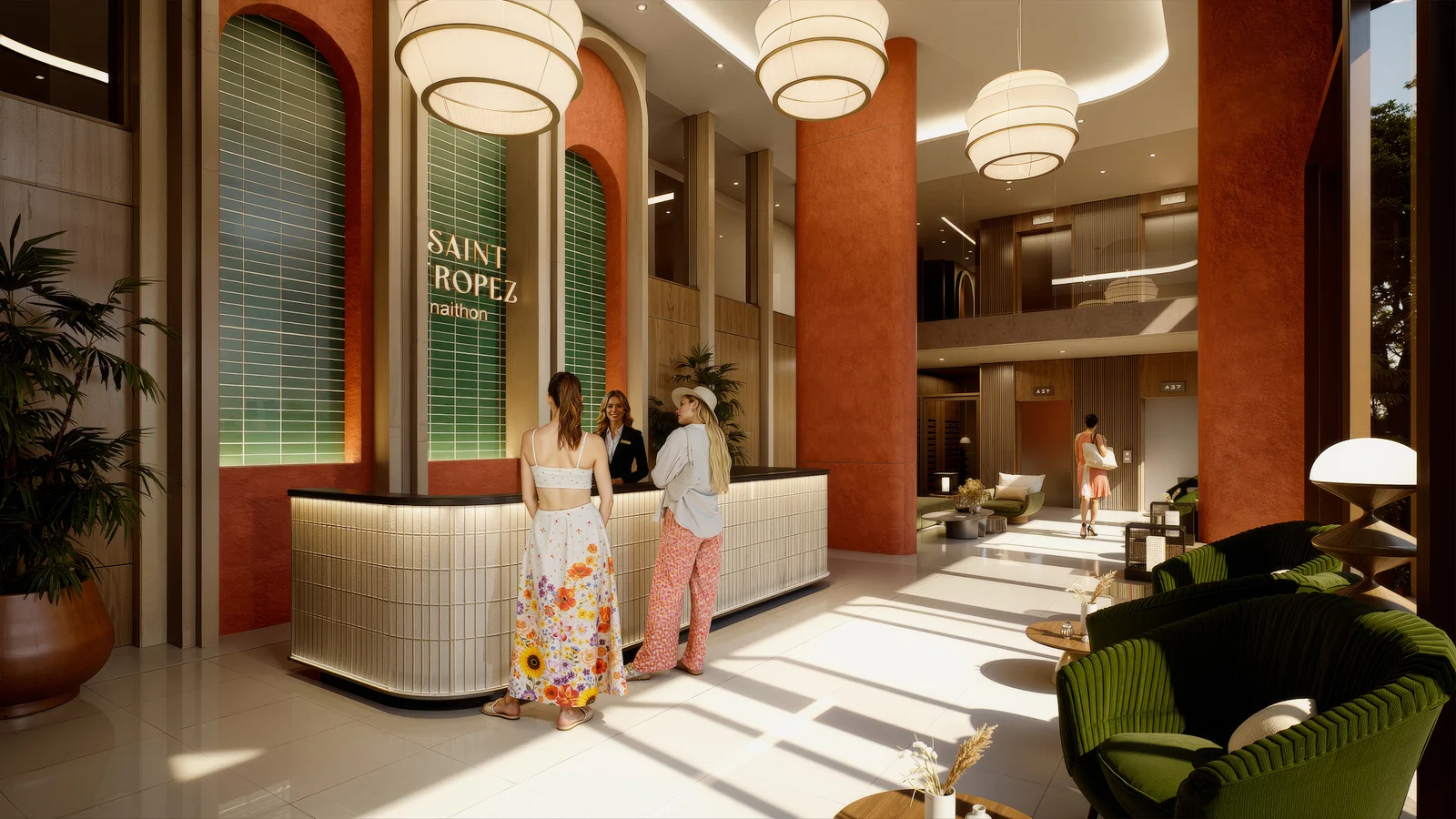Developer rendering of a Saint Tropez Naithon common area