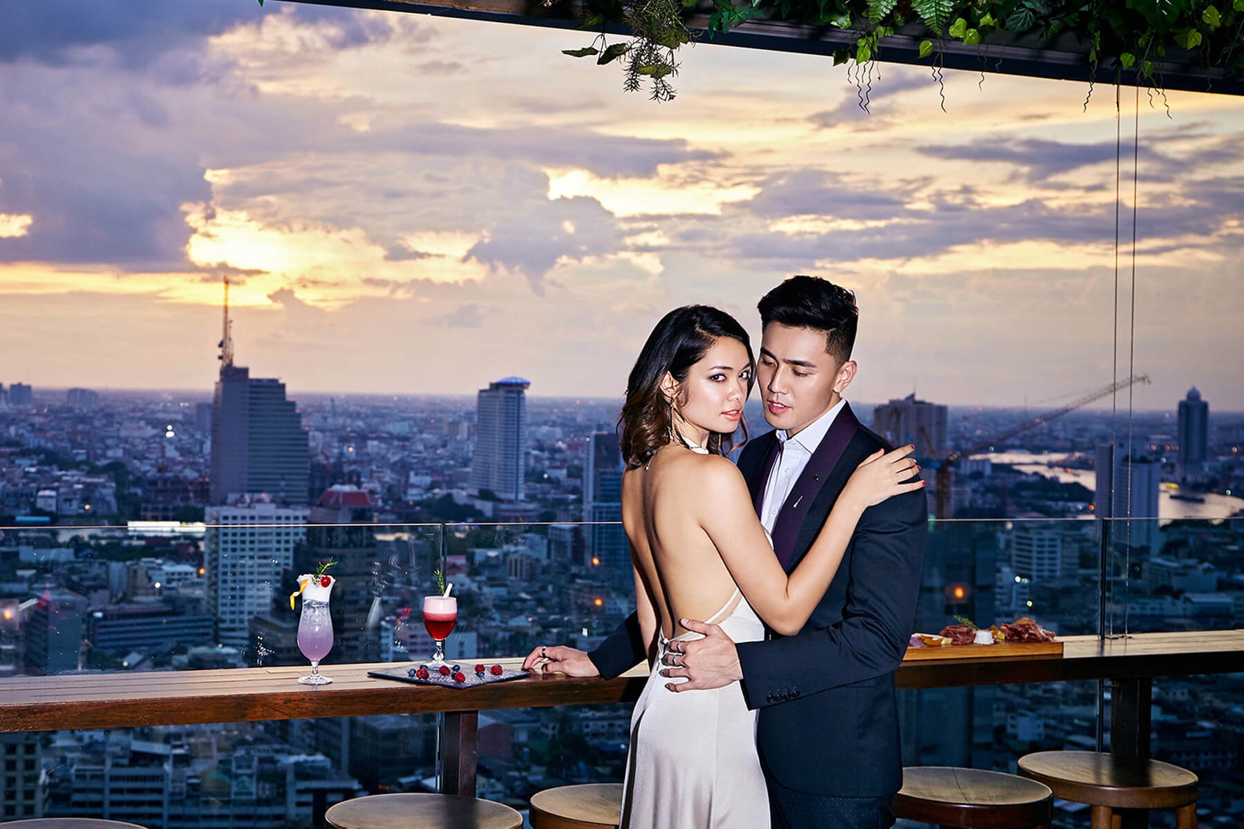 Scarlett rooftop seating above Silom