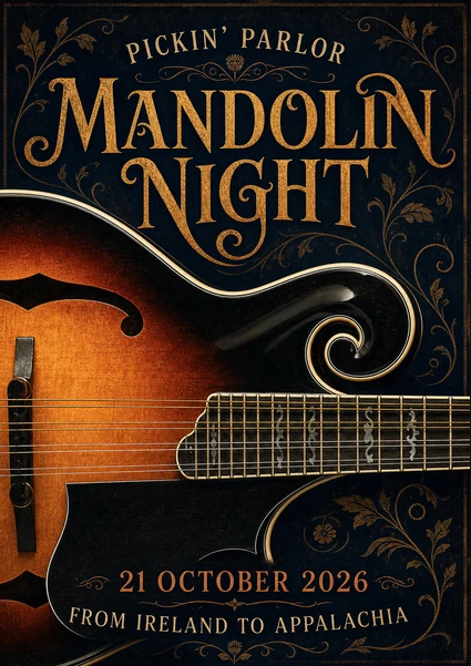 Mandolin showcase poster for Southeastern Gathering 2026