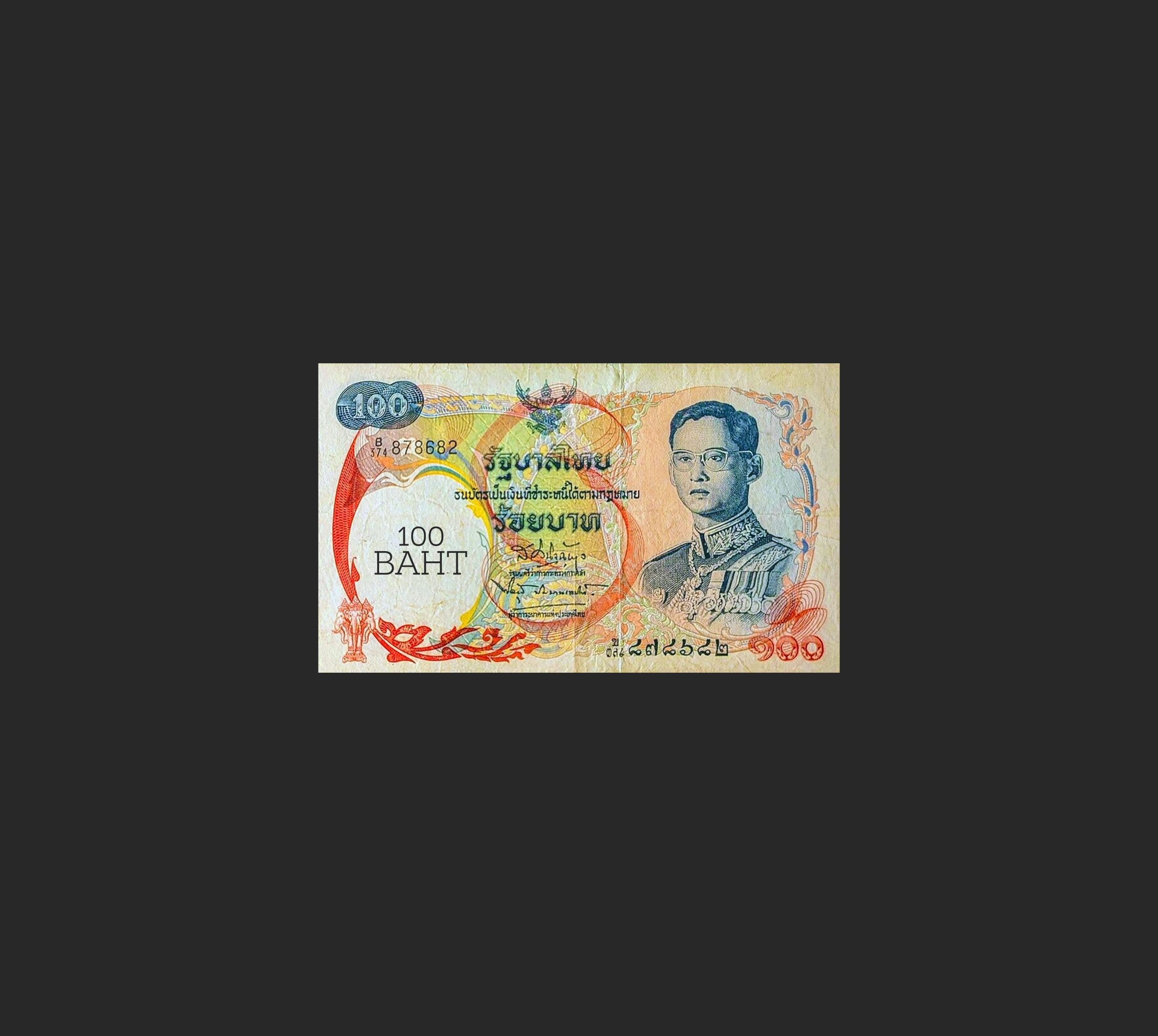 Historic series of Thai baht banknotes