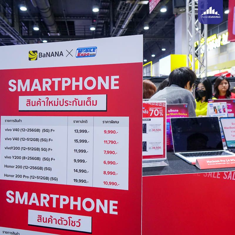 Smartphone offer board at Thailand Mobile Expo 2026