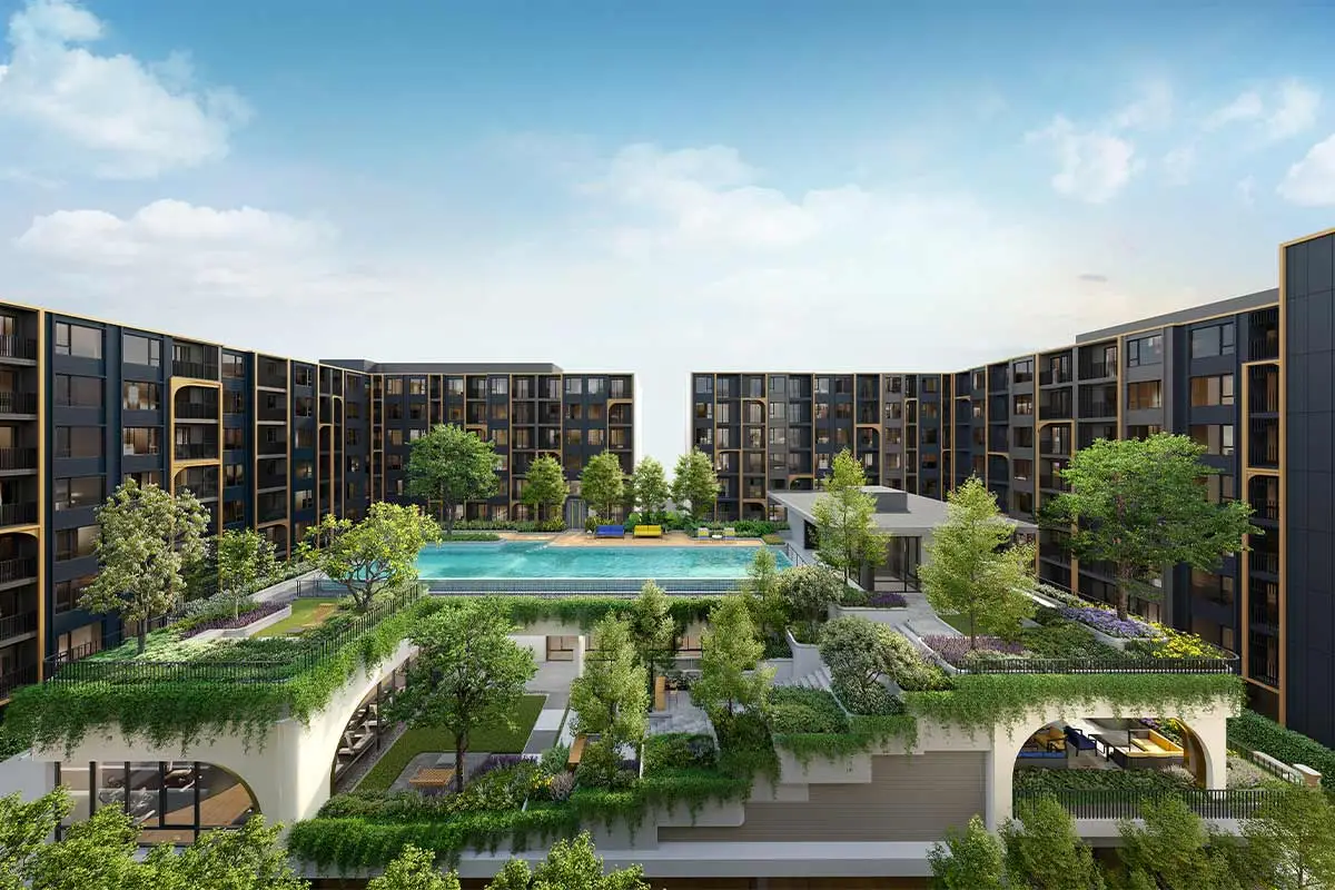 Developer rendering of the THE BASE Ratchada 19 clubhouse