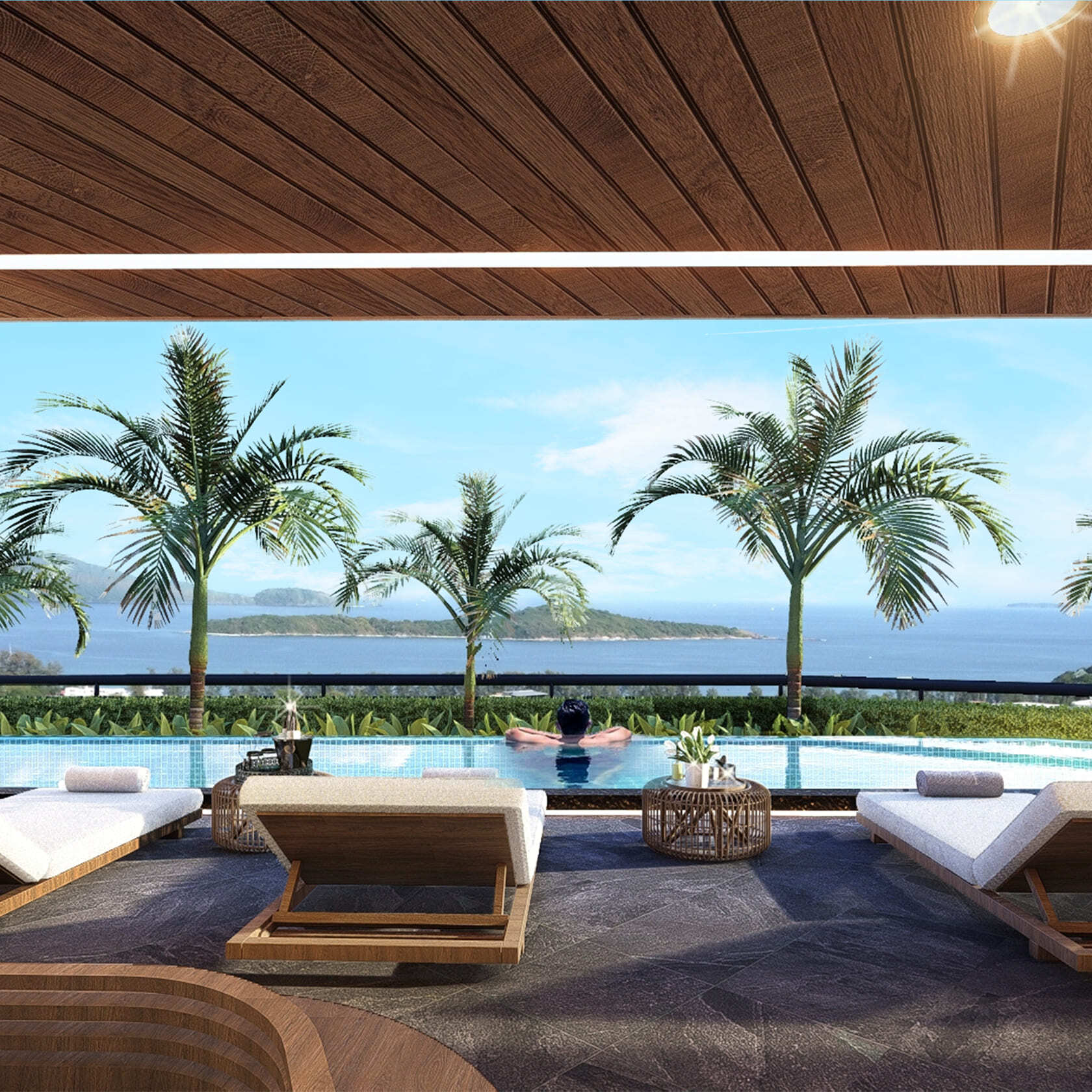 Rooftop terrace rendering for The ONE NaiHarn