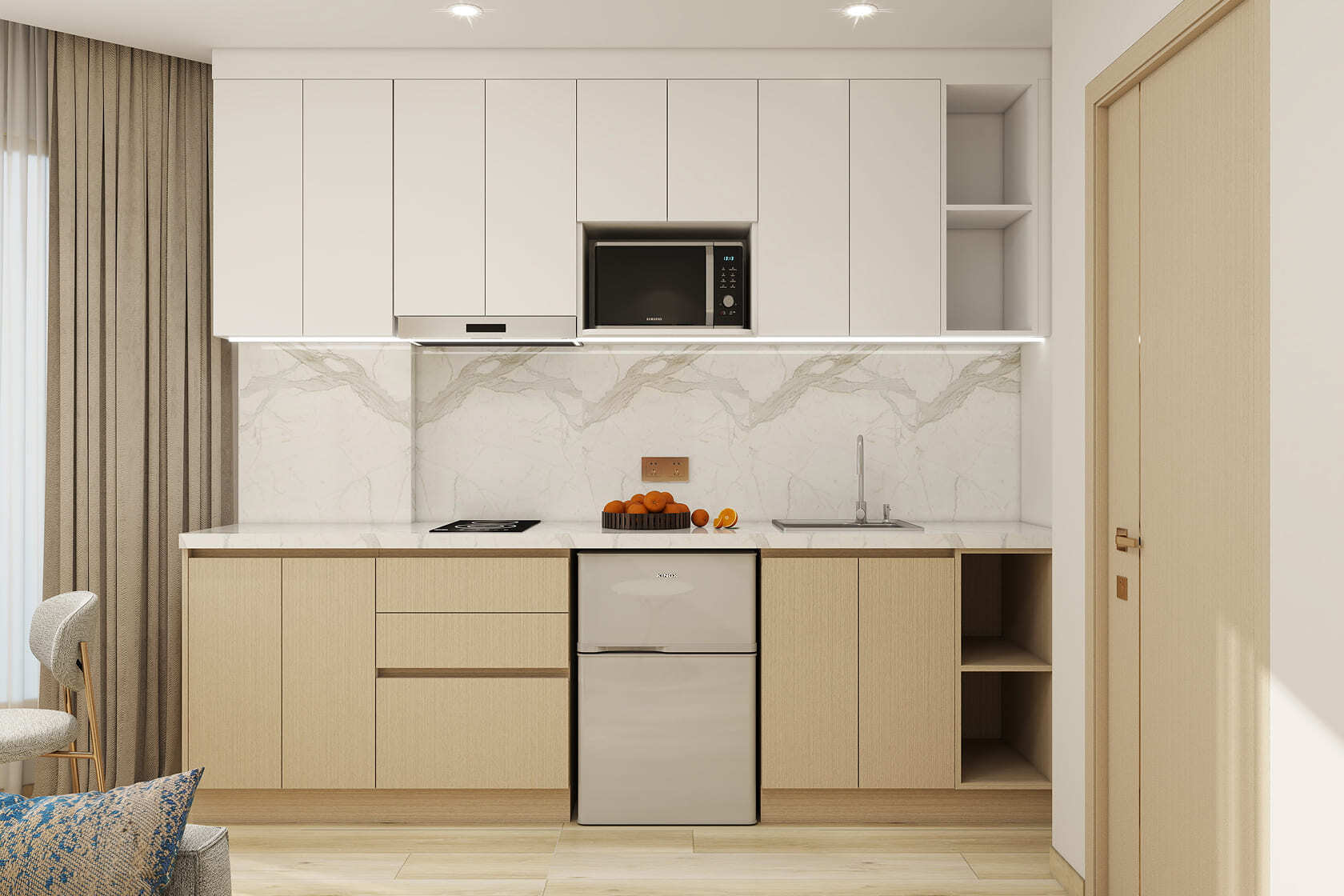 Kitchen and dining area in a The ONE NaiHarn unit
