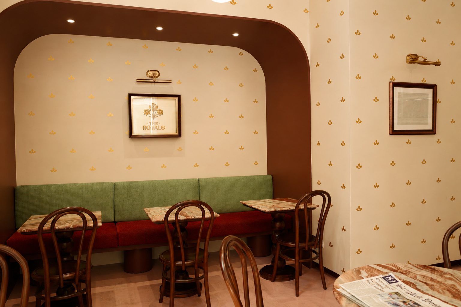 Warm seating inside The Royals Cafe on Sukhumvit 20