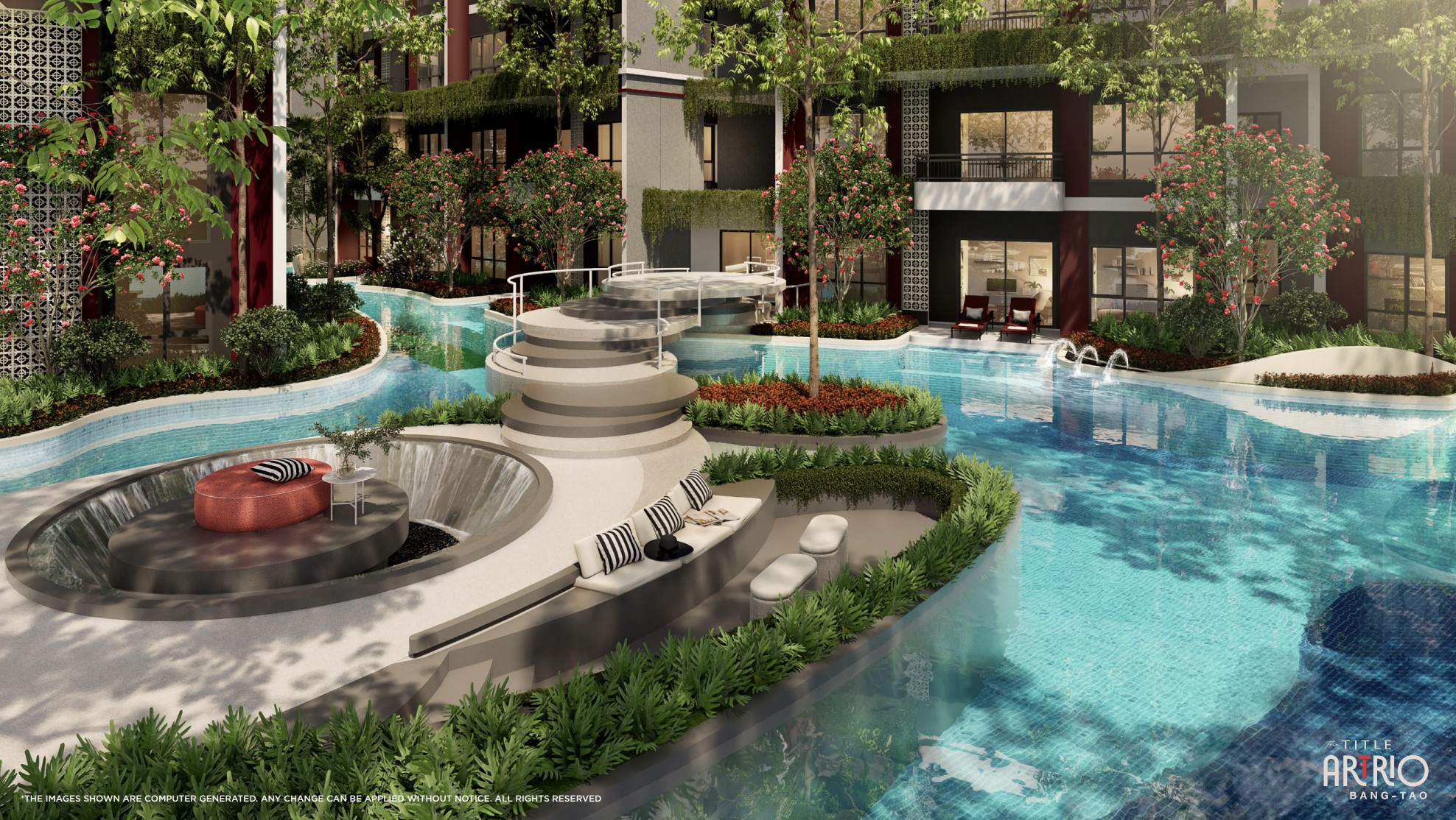 Shared swimming pool rendering at The Title Artrio
