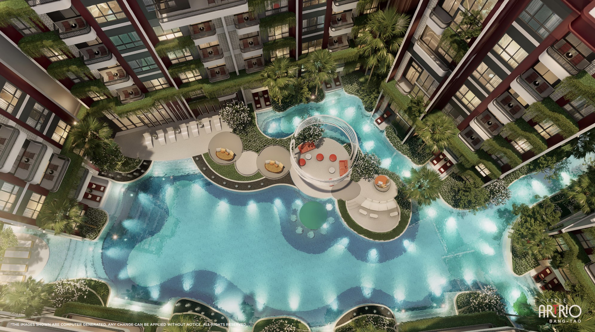 Interior rendering for The Title Artrio Bang Tao