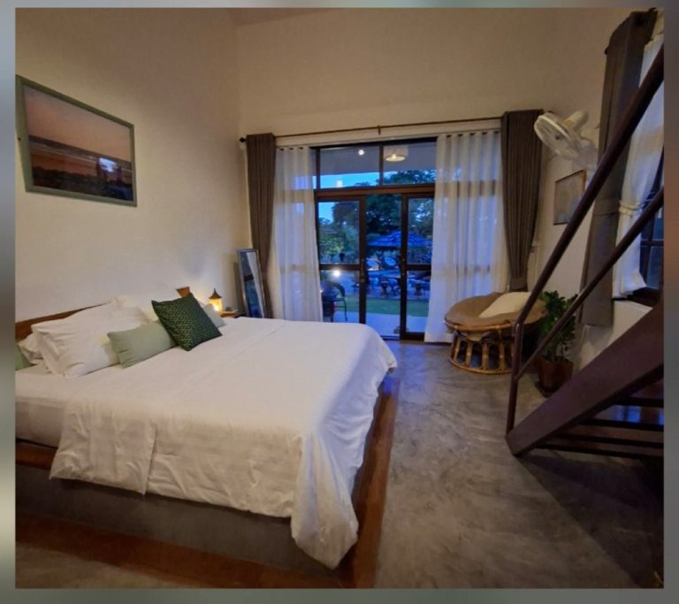 Pool and garden room at Tree Roots Retreat in Rayong