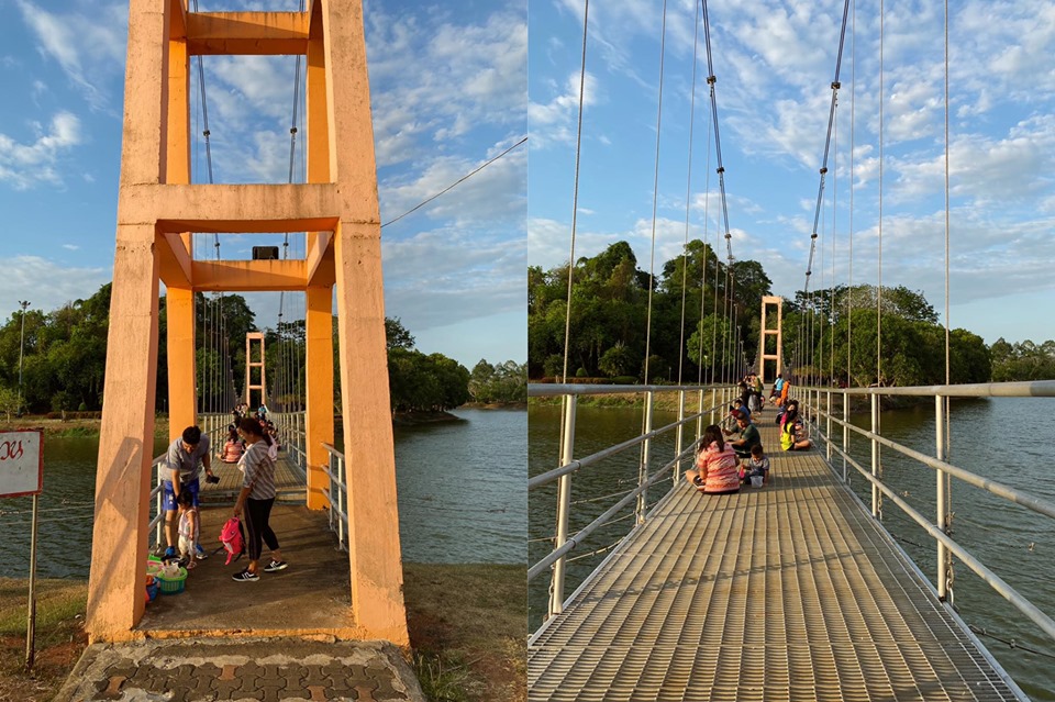 Suspension bridge at Chaloem Phrakiat 95 Public Park in Trang