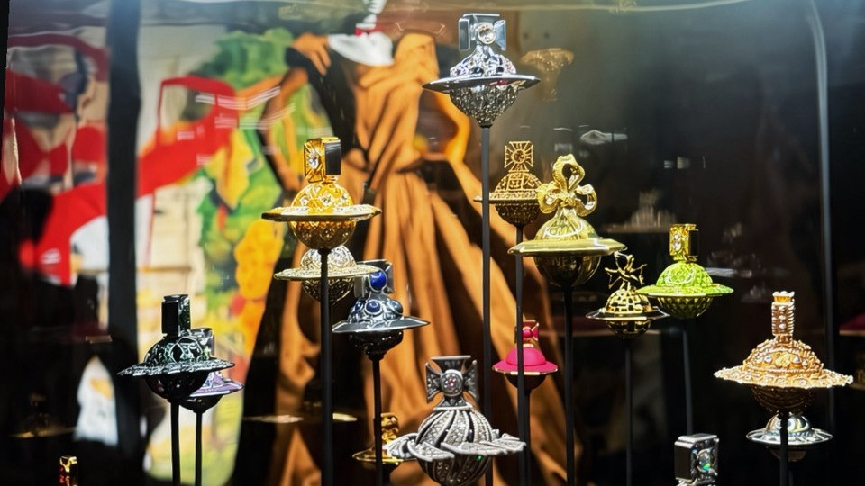 Jewellery display at the Vivienne Westwood exhibition