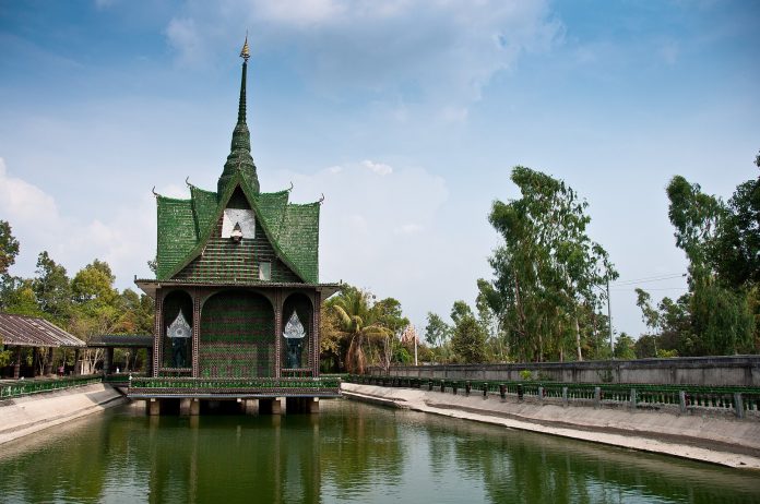 Wat Pa Maha Chedi Kaew Glass-bottle architecture at Wat Pa Maha Chedi Kaew in Si Sa Ket