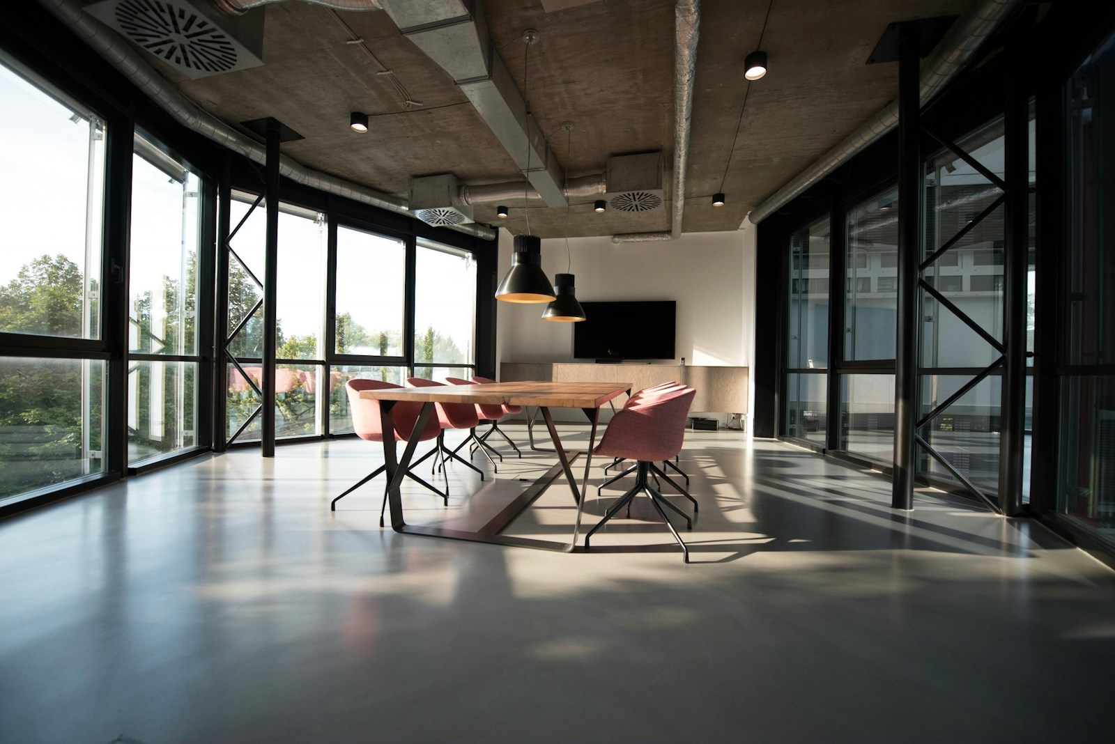 People working in a shared workspace