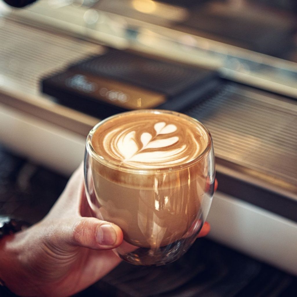 A latte prepared at La VIE Café Bangkok