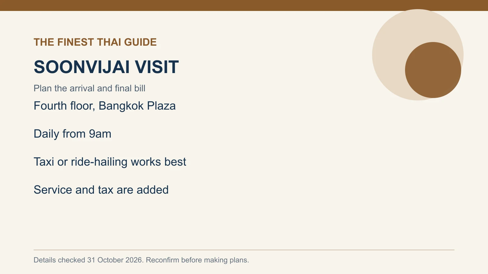 SOONVIJAI VISIT: Plan the arrival and final bill